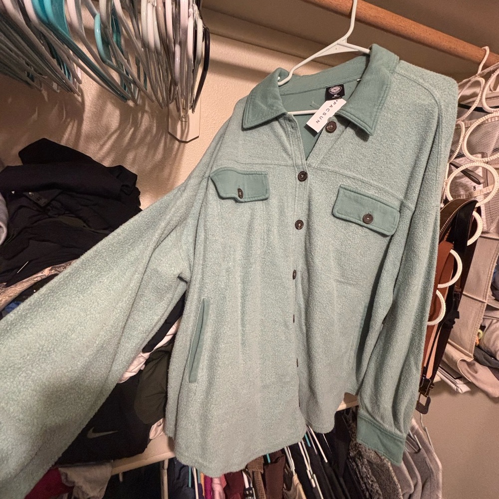 Mint Green Button-Up Jacket